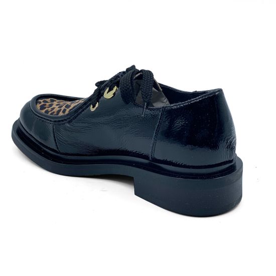 Полуботинки NILA  NILA черные с леопардовым принтом лакированные демисезонные - фото 3, N2336NL NIL NERO