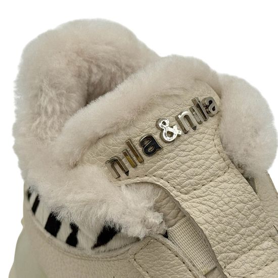 Кроссовки NILA&NILA белые кожаные на меху "зебра" - фото 7, NO9009M NIL BIANCO