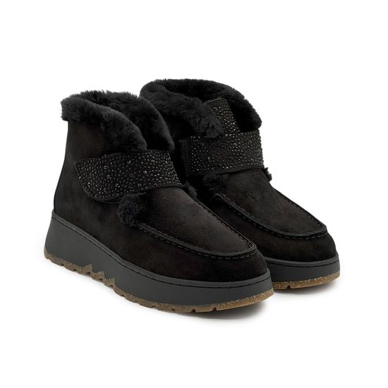 Ботинки Lab Milano черные замшевые со стразами на меху - фото 8, 07913086 LAB NERO