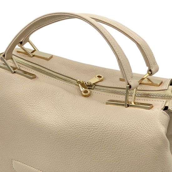 Сумка Di Gregorio бежевая кожаная - фото 4, 