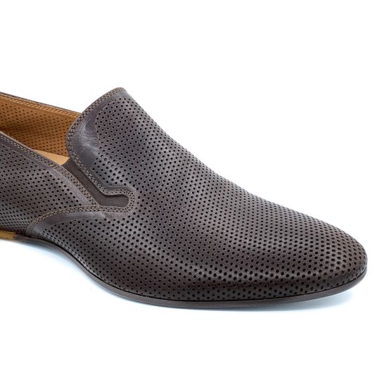 Слипоны Giampieronicola коричневые кожаные сквозная перфорация - фото 6, 18813 GPN