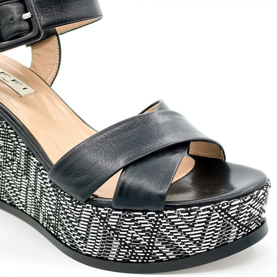 Босоножки Tiffi черно-серые кожаные - фото 6, 