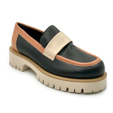 Лоферы NILA&amp;NILA кожаные черно-бежевые - фото 2, GIO24009 NIL NERO