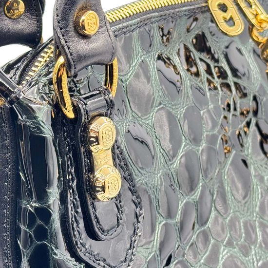 Сумка Marino Orlandi черно-зеленая лакированная - фото 4, 4913 MO VERDE