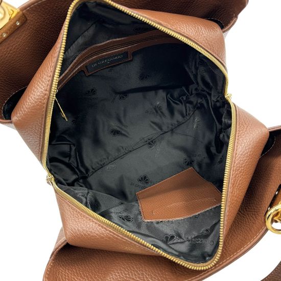 Сумка Di Gregorio коричневая кожаная - фото 6,