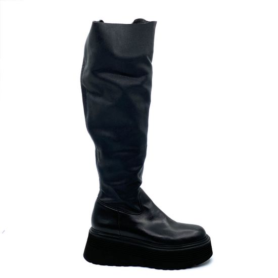 Сапоги Fru.it черные кожаные Байка со стрейчевым голенищем - фото 1, 7895L FR