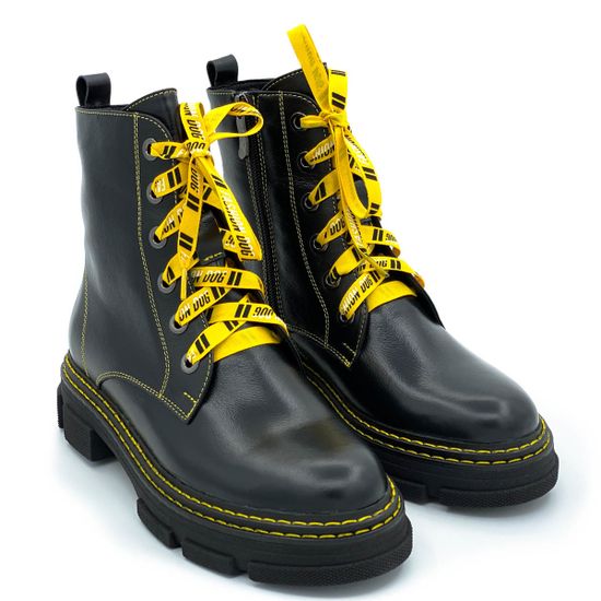 Ботинки Cover черно-желтые кожаные Байка - фото 7, 46782-1 COV