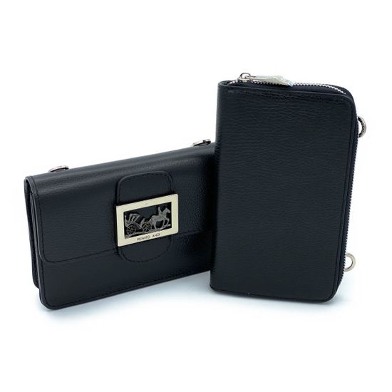 Клатч Renato Angi черный кожаный двойной - фото 3, 