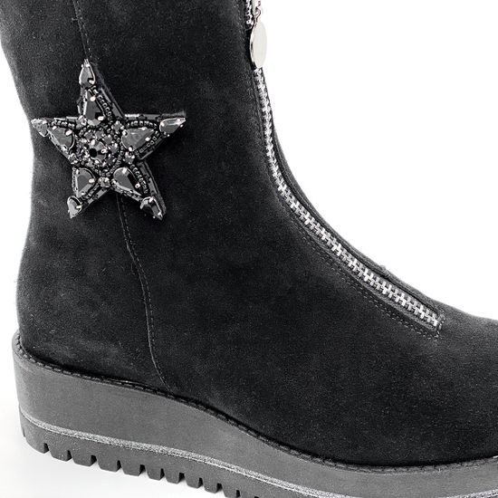 Ботинки Cover черные замшевые МЕХ - фото 5, 