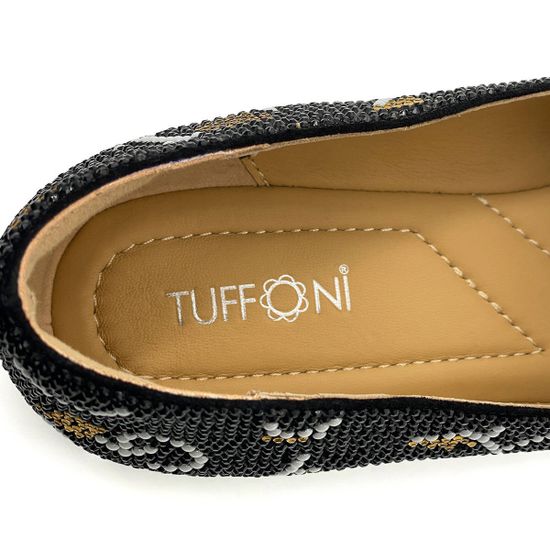 Слипоны Tuffoni кожаные черные с пайетками - фото 7, 