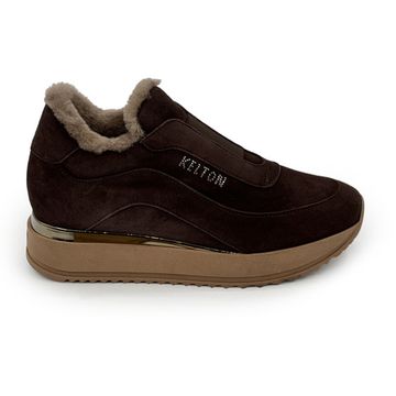 Полуботинки KELTON коричневые замшевые на меху - фото 1, AI0123M KEL TDM