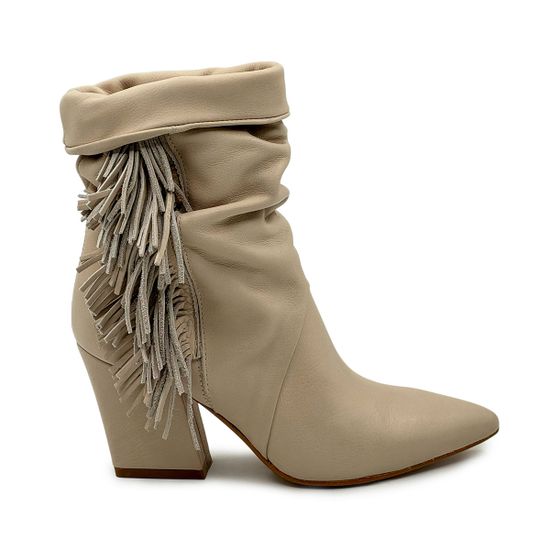 Полусапоги казаки MIMMU бежевые кожаные демисезонные - фото 1, M2726M7 MIM BEIGE