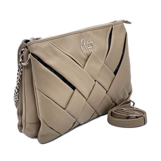 Сумка Renato Angi бежевая кожаная плетеная - фото 2, 