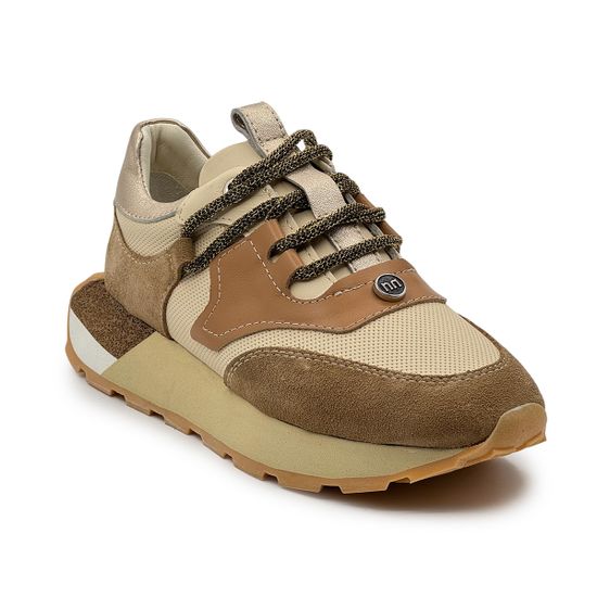 Кроссовки женские NILA NILA кожа/замша бежевая/коричневая - фото 2, NO6744 NIL MORO