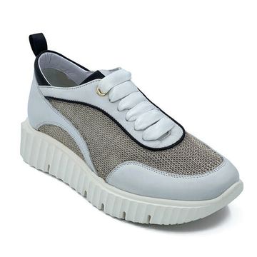 Кроссовки MOTCLE белые кожаные с перфорацией - фото 2, MOT2351 MOT