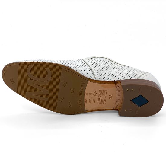 Туфли Mirko Ciccioli кожаные перфорированные белые - фото 4, 