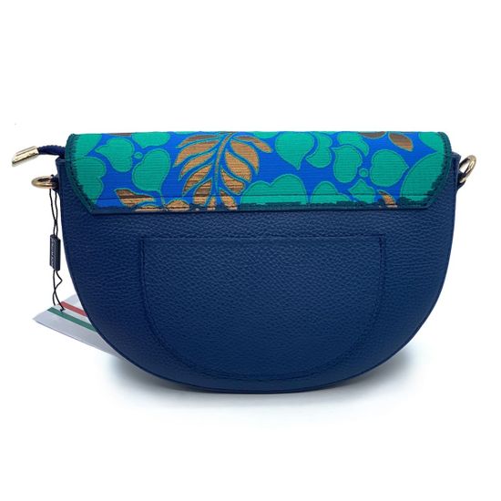 Сумка NILA&amp;NILA кожаная текстиль сине-зеленая - фото 3, 