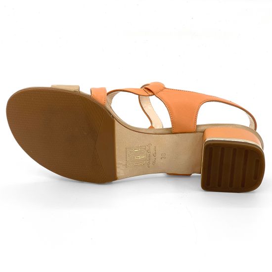 Босоножки Rosso&amp;Nero кожаные рыже-бежевые - фото 4, 