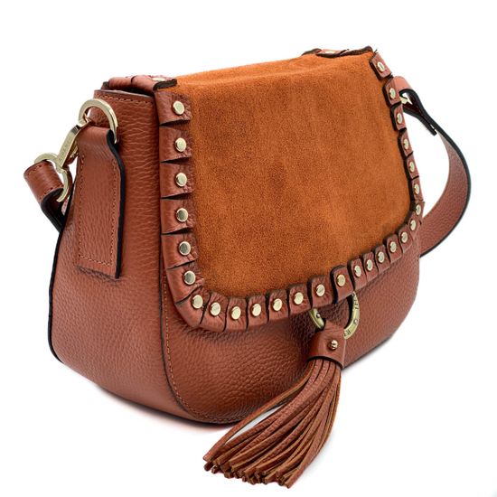 Сумочка Ripani рыжая комбинация кожи и замши - фото 4, 