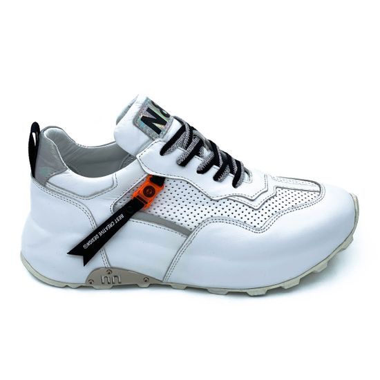 Кроссовки Nila&amp;Nila белые кожаные со сквозной перфорацией - фото 1, ZN10880 NIL BIANCO