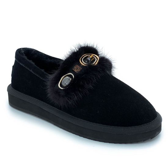 Полуботинки Lab Milano черные замшевые МЕХ - фото 2, 