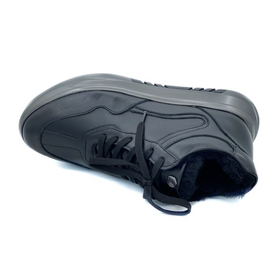 Кроссовки Lab Milano черные кожаные МЕХ - фото 5, ZEN10385 LAB