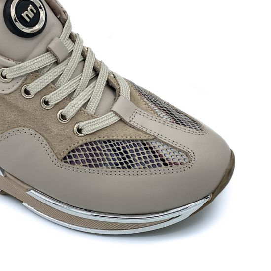 Кроссовки Nila&amp;Nila бежевые комбинация кожи и замши МЕХ - фото 6, 