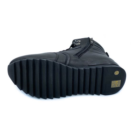 Ботинки  Marcelo Lopez черные кожаные МЕХ - фото 4, 