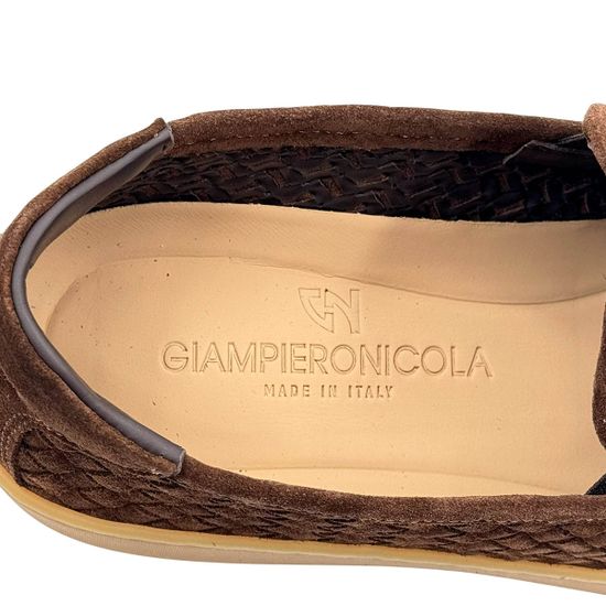 Слипоны Giampieronicola коричневые нубук плетеный - фото 7, H44557C GPN MORO