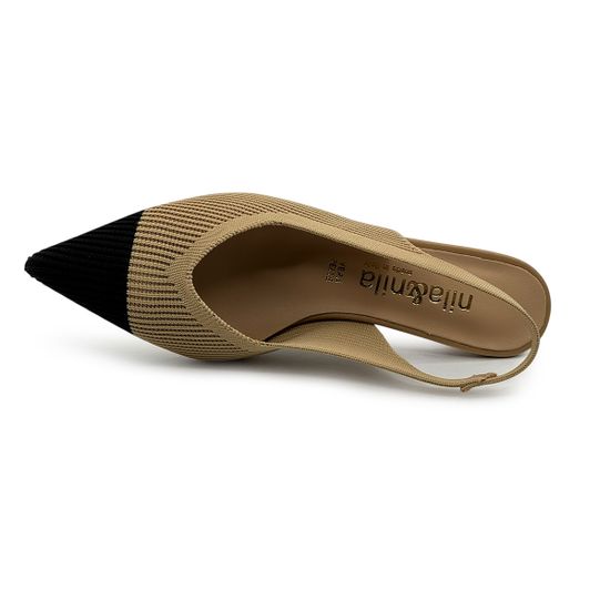 Туфли летние NILA&amp;NILA бежевые/черные текстильные - фото 5, AB894M102 NIL BEIGE