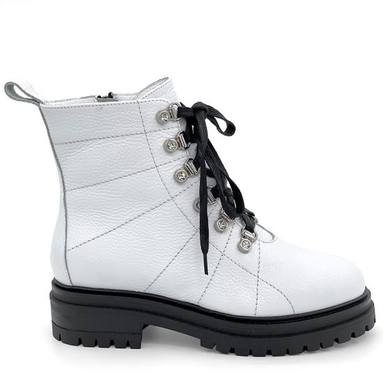 Ботинки Cover белые кожаные МЕХ - фото 1, 83609-2 COV