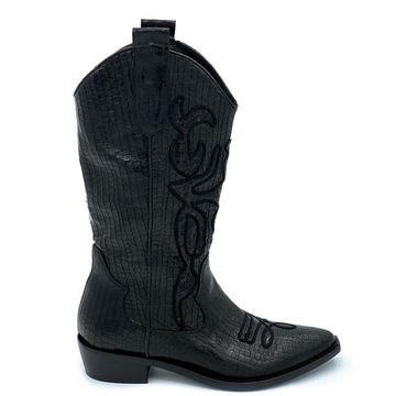 Полусапоги Mimmu черные кожаные демисезонные тиснение под крокодила - фото 1, MU3710 MIM