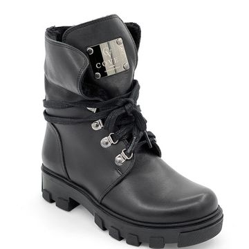 Ботинки Cover черные кожаные МЕХ - фото 2, 7232A-2 COV