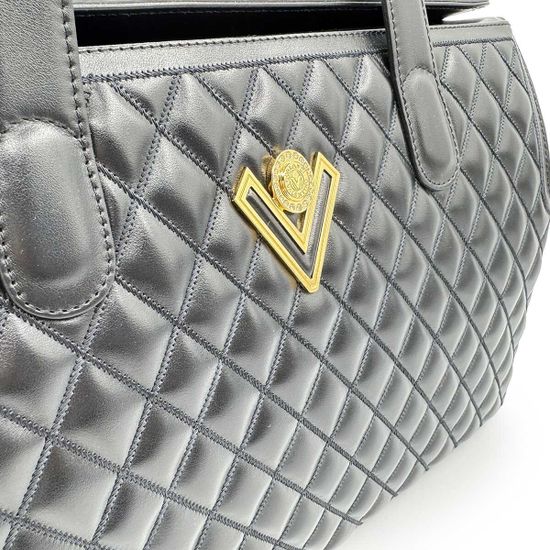 Сумка саквояж Valentino Orlandi черная кожаная - фото 4, 