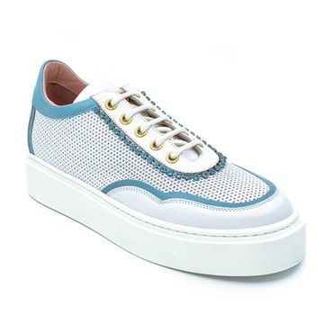 Кеды Ilasio Renzoni бело-голубые кожаные - фото 2, 4934 IR BLU