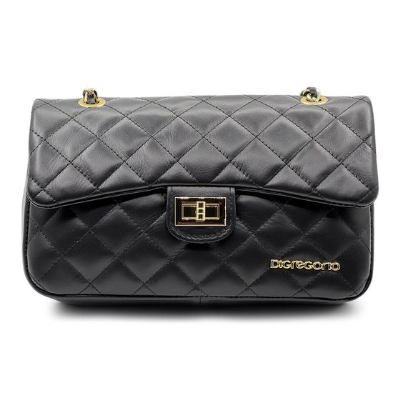 Сумка Di Gregorio черная кожаная стеганная - фото 1, 9175 DG NERO