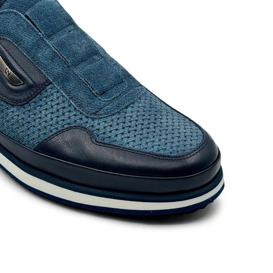 Кроссовки Giampieronicola синие кожа/текстиль демисезонные - фото 6, F338168A GPN BLU