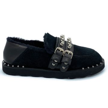 Полуботинки Mimmu черные замшевые МЕХ - фото 1, BEDJ2C MIM