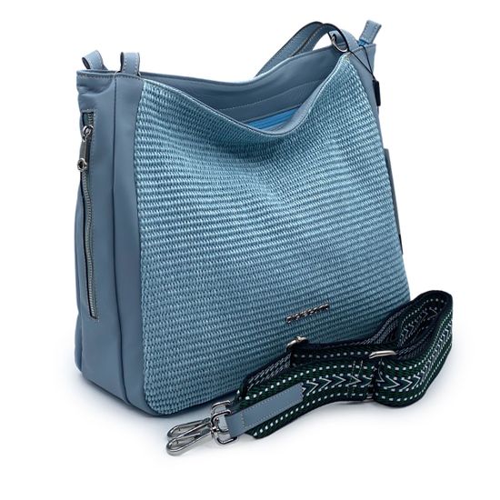 Сумка Di Gregorio кожа/текстиль голубая - фото 5, 3718 DG CELESTE