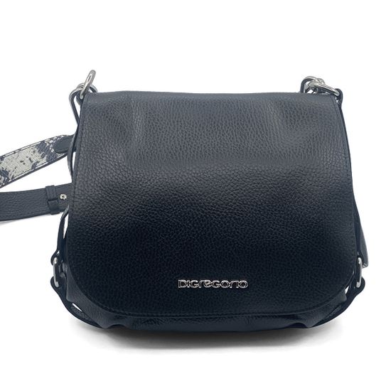 Сумка Di Gregorio черная кожаная с ручкой под питон - фото 1, 