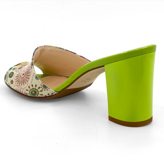 Мюли Rosso&amp;Nero лакированные салатовые расписные - фото 3, 3609 RN