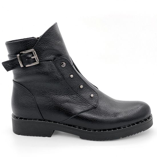 Ботинки Cover черные кожаные МЕХ - фото 1, 