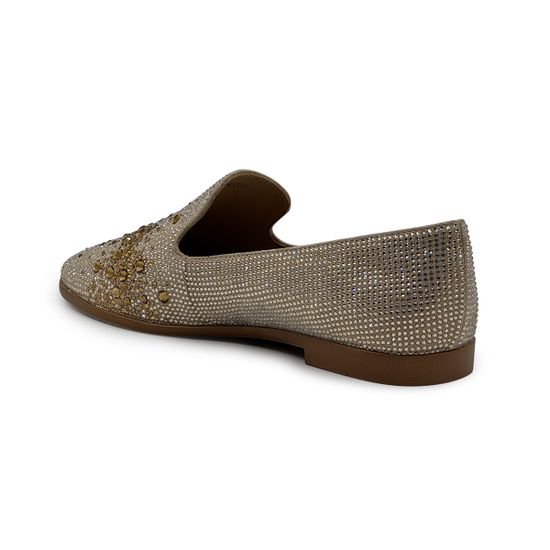 Лоферы женские TUFFONI замшевые бежевые со стразами - фото 3, 1024033VL TUF