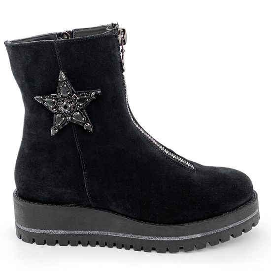 Ботинки Cover черные замшевые МЕХ - фото 1, 