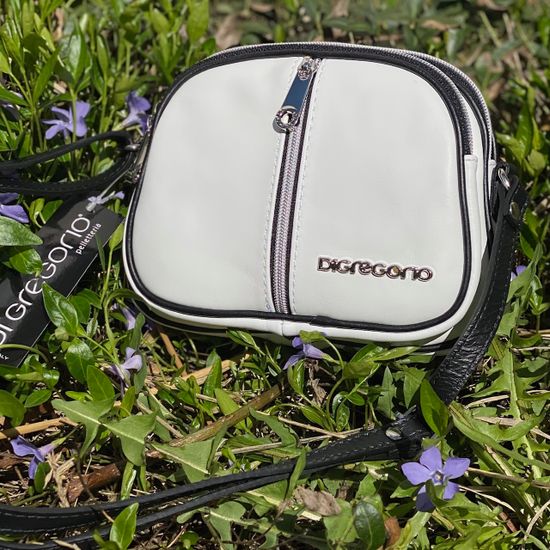 Сумочка Di Gregorio кросс-боди бело-черная кожаная маленькая - фото 6, 8829 DG BIANCO