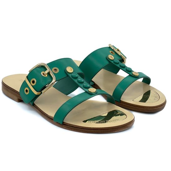 Шлепанцы Loretta Pettinari зеленые кожаные - фото 6, 4736 LP VERDE