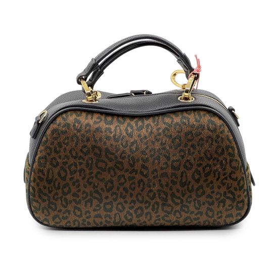 Сумка Braccialini черная/коричневая кожаная принт "леопард" - фото 3, B18693 P42 BRA