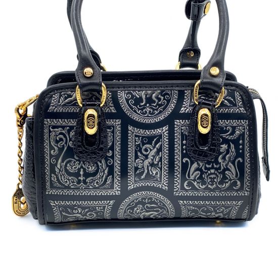 Сумка Marino Orlandi черно-серебряная кожаная - фото 3, 