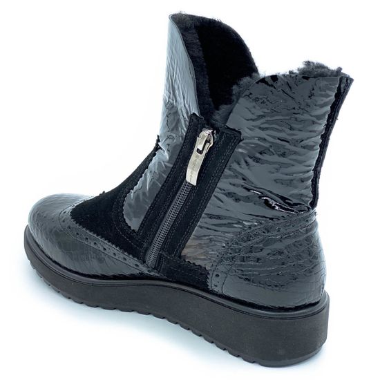 Ботинки Marzetti черные МЕХ комбинация замши и наплака - фото 3, 