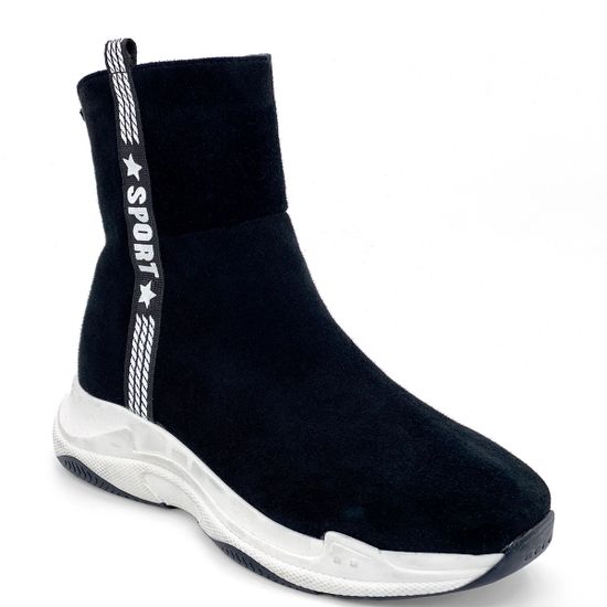 Ботинки Cover черные замшевые МЕХ на спортивном ходу - фото 2, 